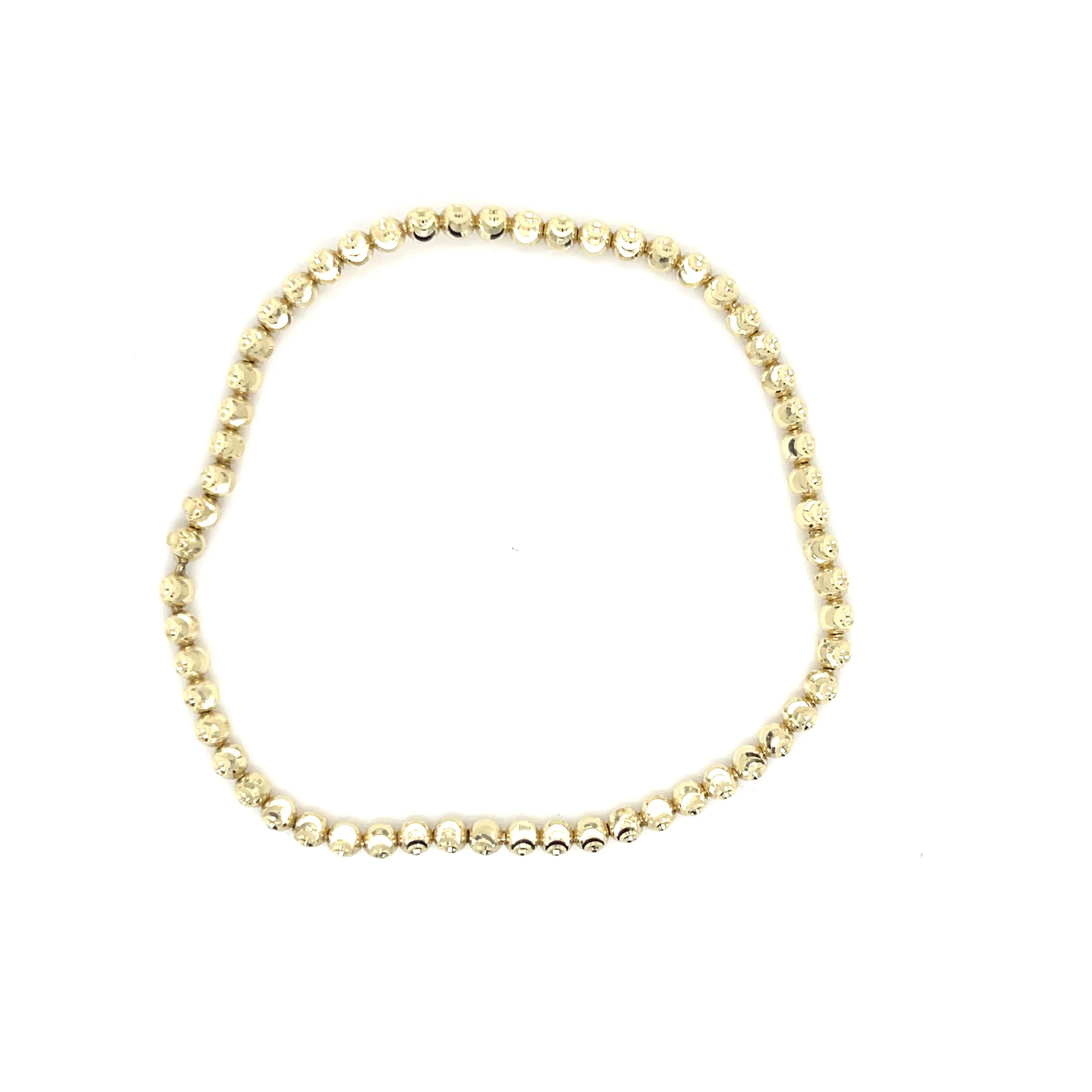 14K Gold Moon-Cut Bead Stretchable Bracelet