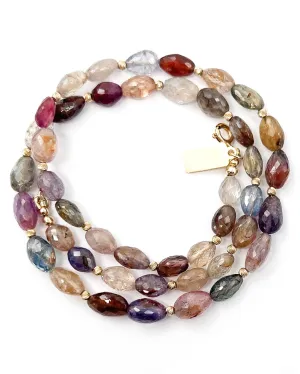 14k Gold Multi-Color Natural Sapphire Necklace