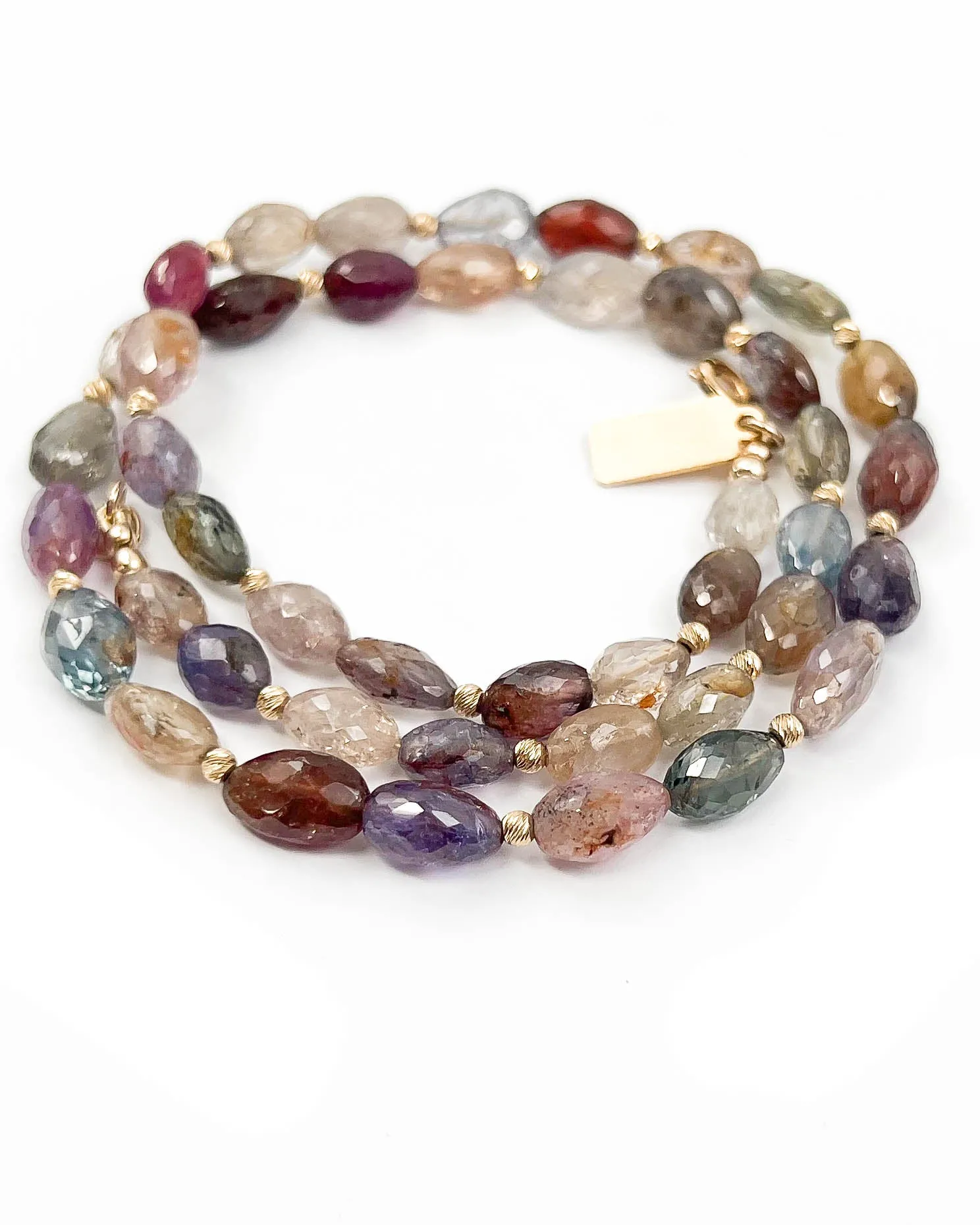 14k Gold Multi-Color Natural Sapphire Necklace
