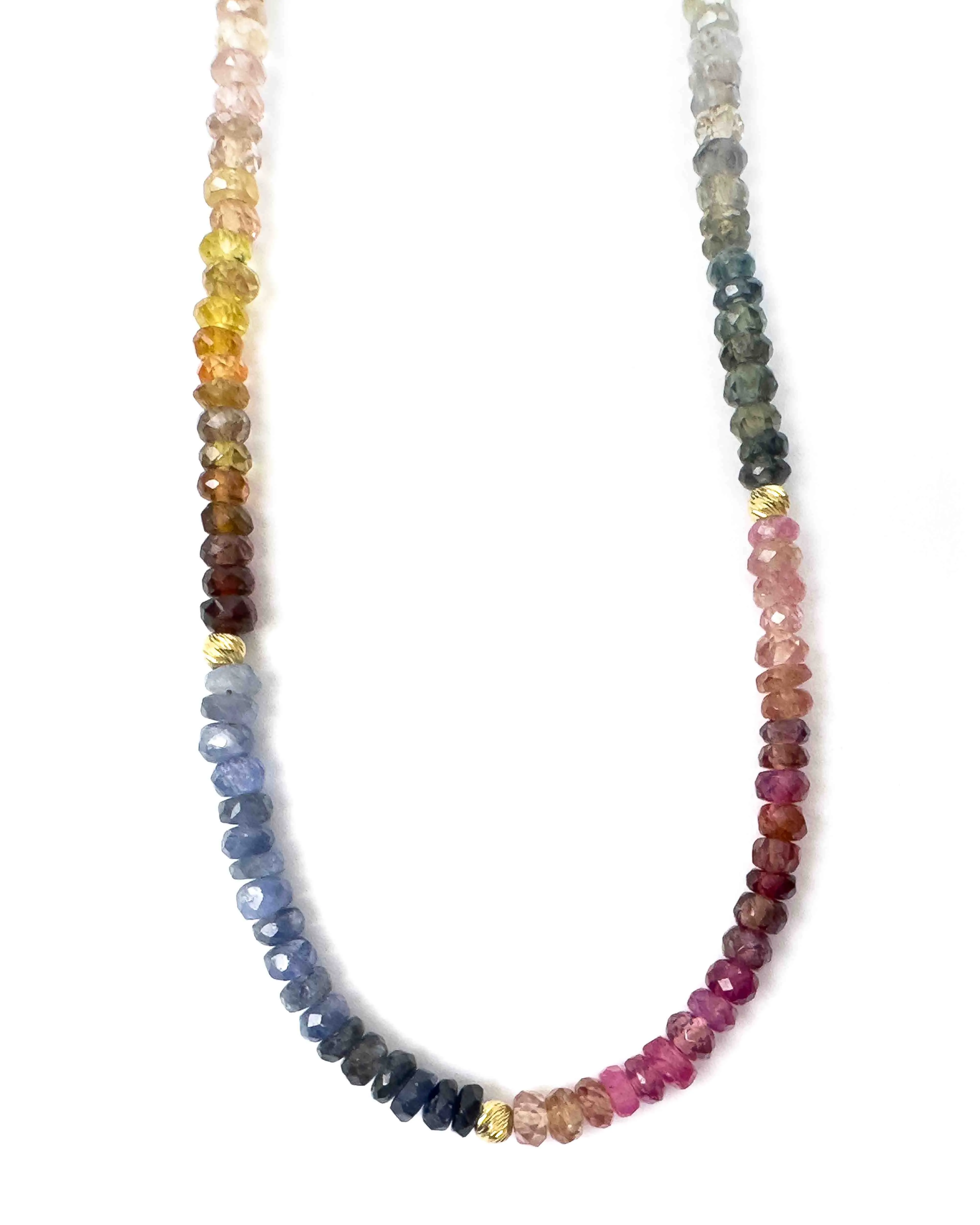 14k Gold Multi-Color Sapphire Strand Necklace