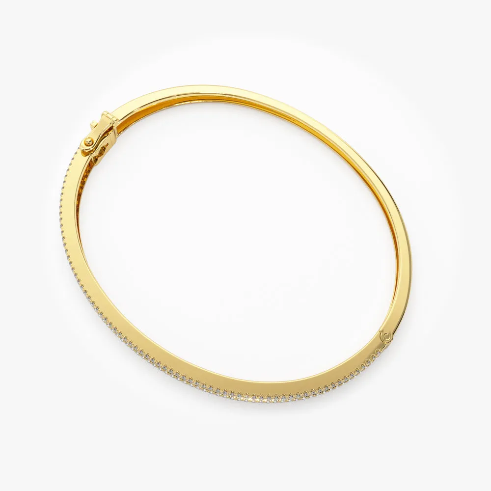 14k Half Eternity Baguette and Round  Diamond Bangle