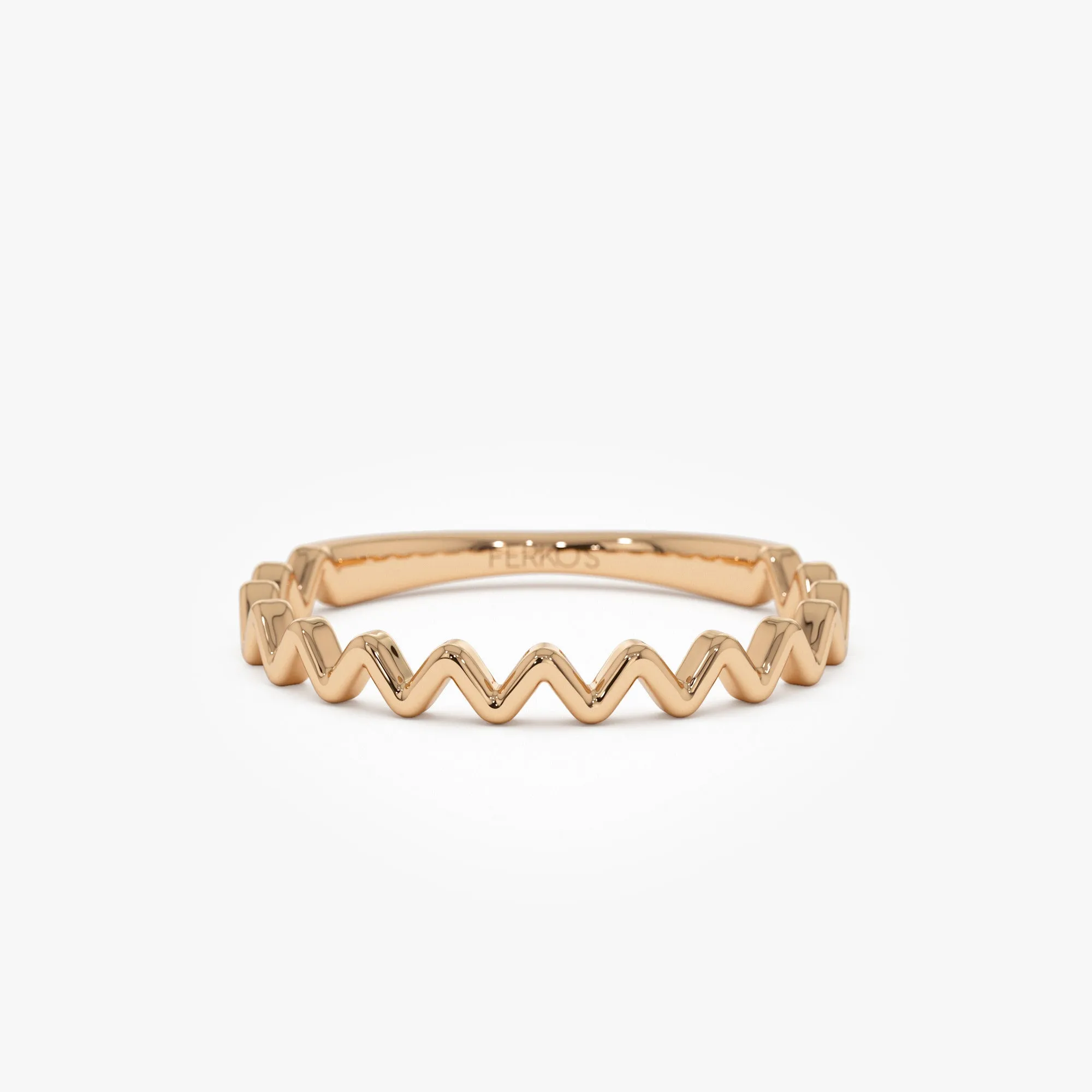 14K High and Low Zig Zag Ring