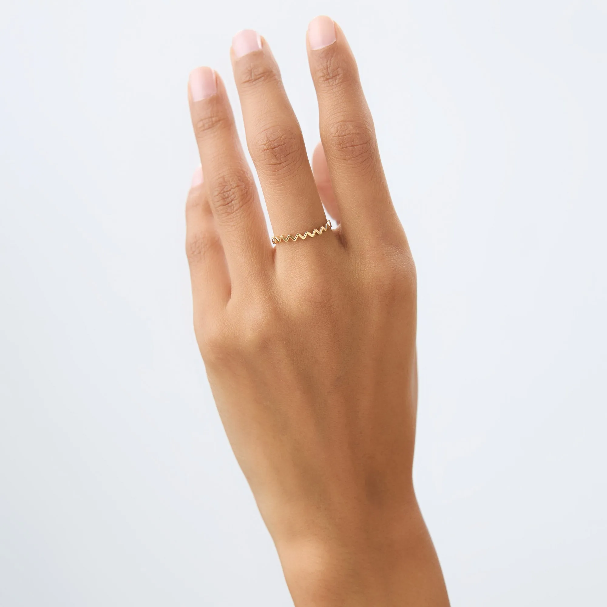 14K High and Low Zig Zag Ring