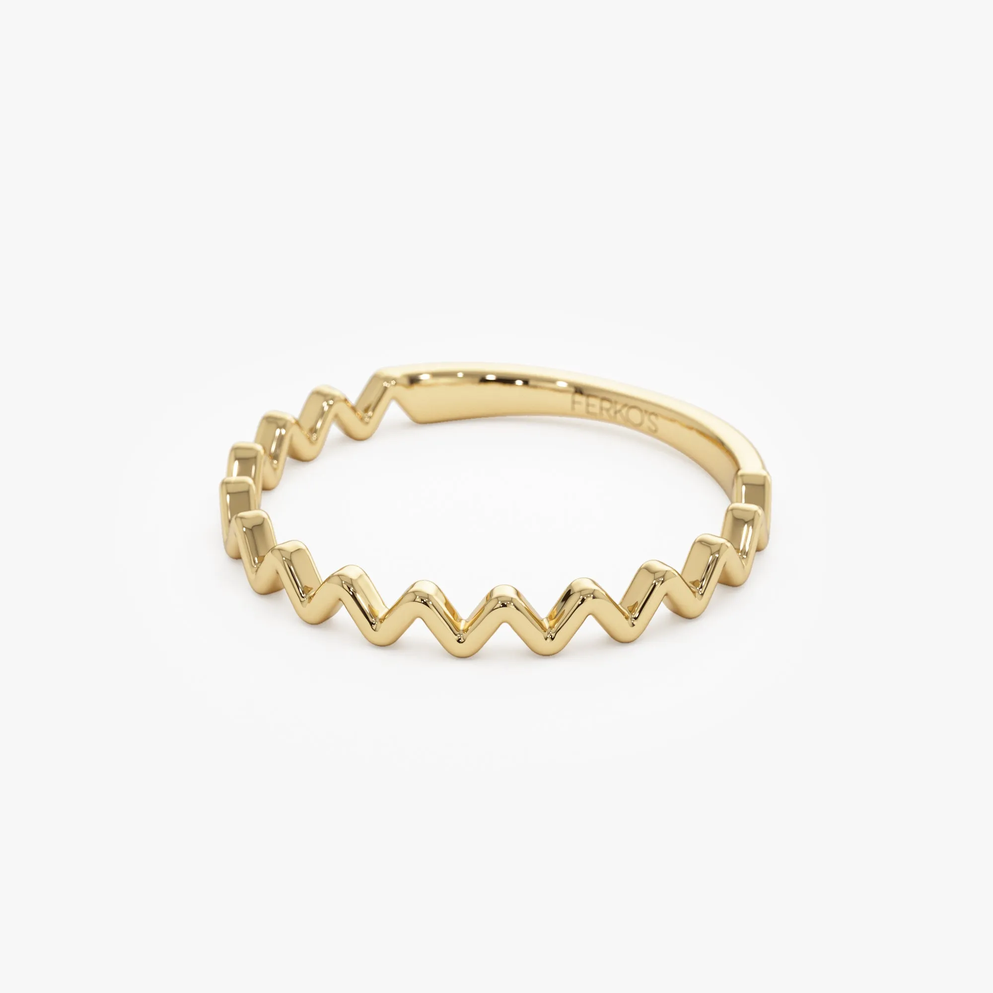 14K High and Low Zig Zag Ring