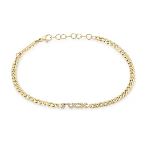 14k Itty Bitty Pavé Diamond FUCK Small Curb Chain Bracelet