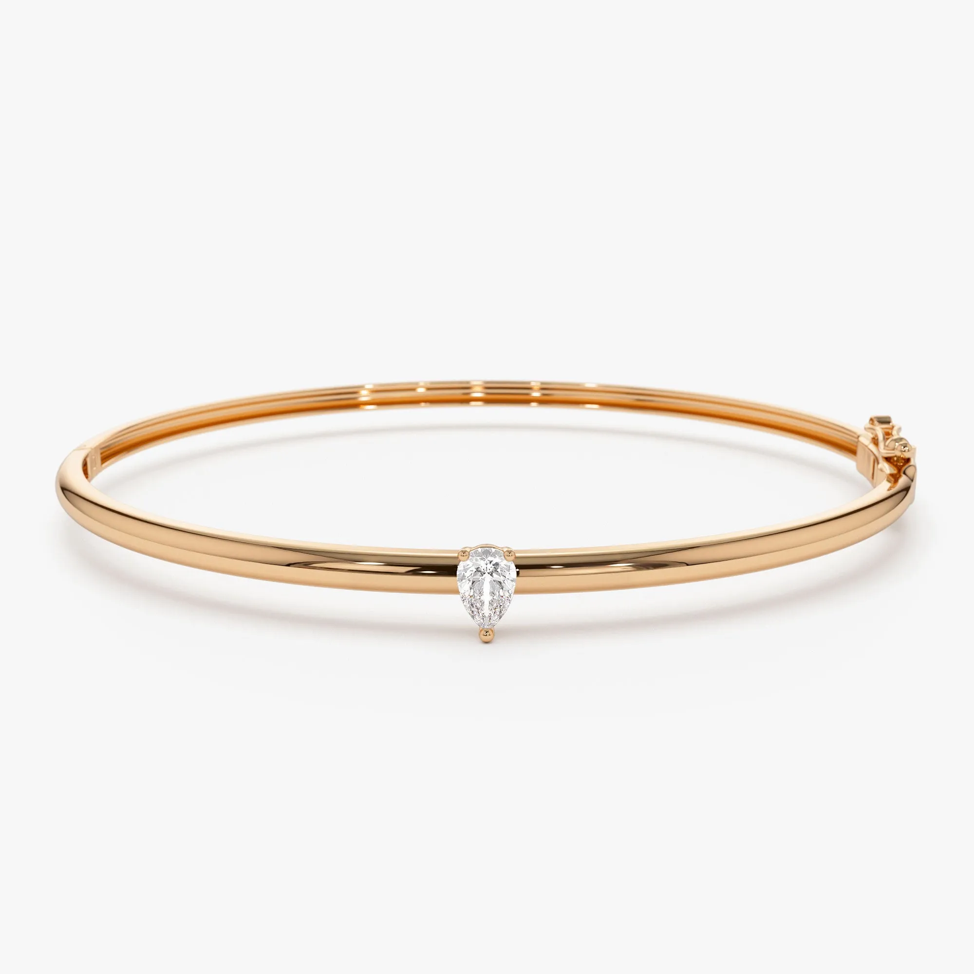 14K Pear Shape Diamond Solitare Bangle