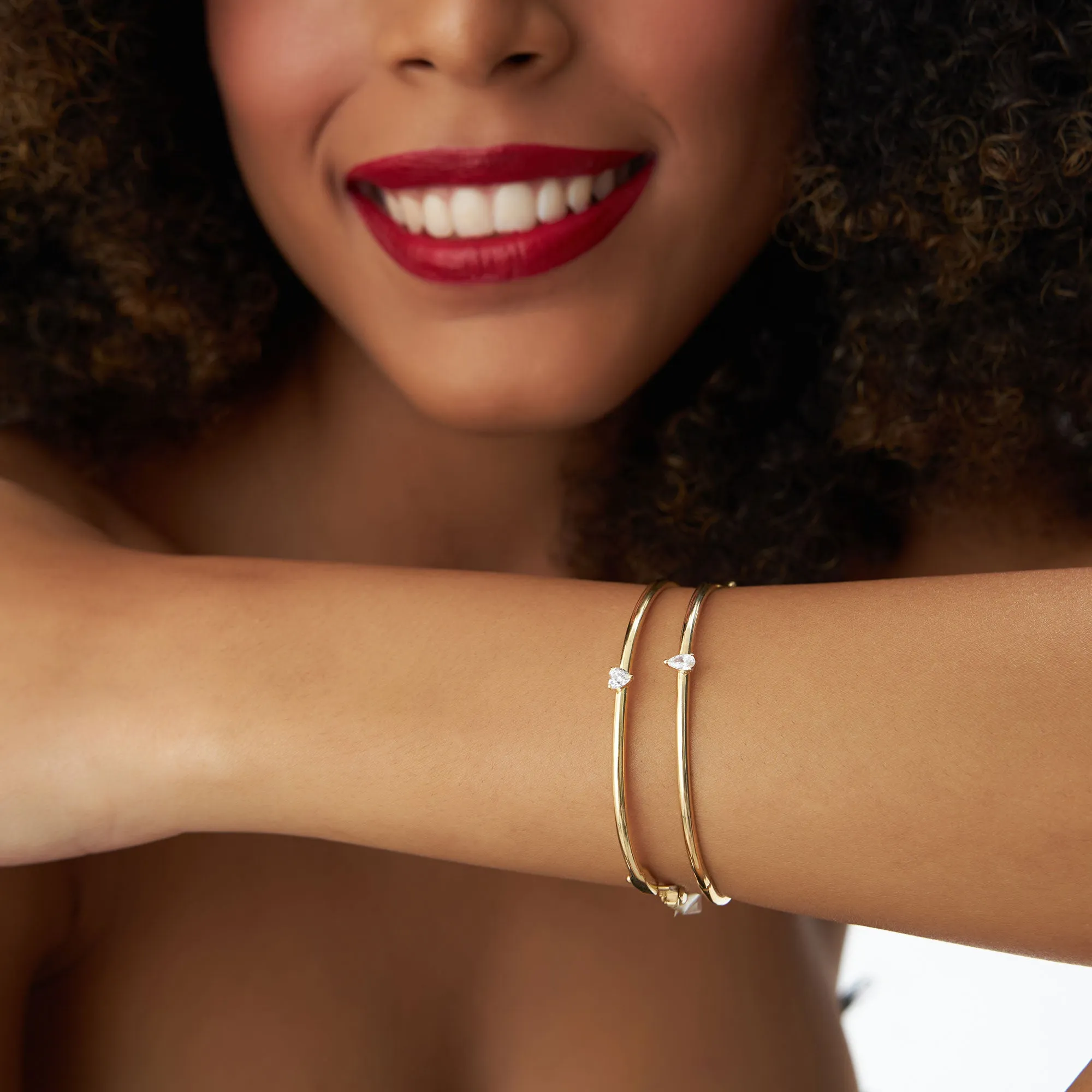 14K Pear Shape Diamond Solitare Bangle
