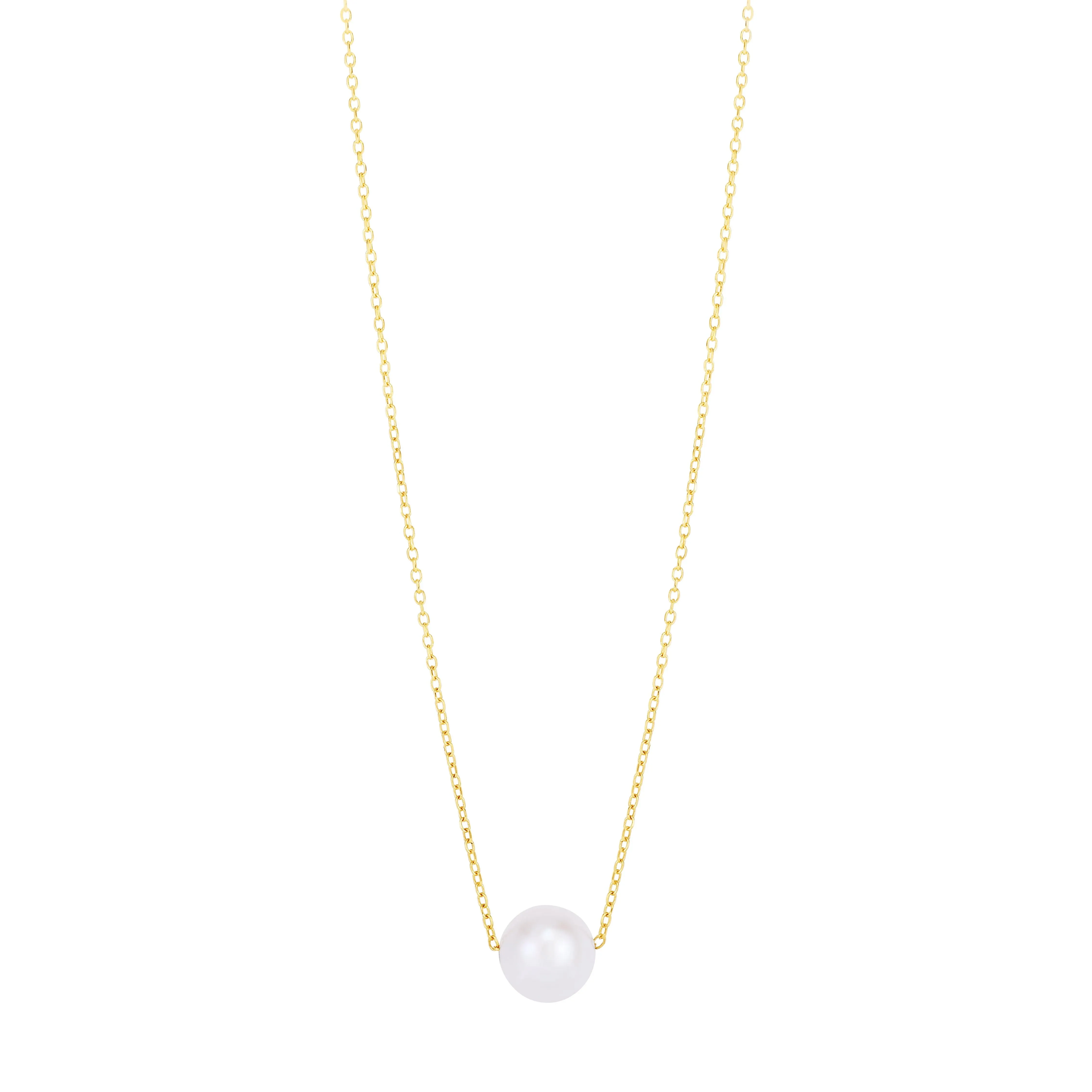 14K Pearl Necklace Solitaire