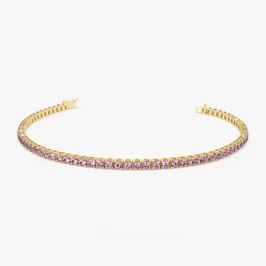 14k Prong Setting Pink Tourmaline Tennis Bracelet