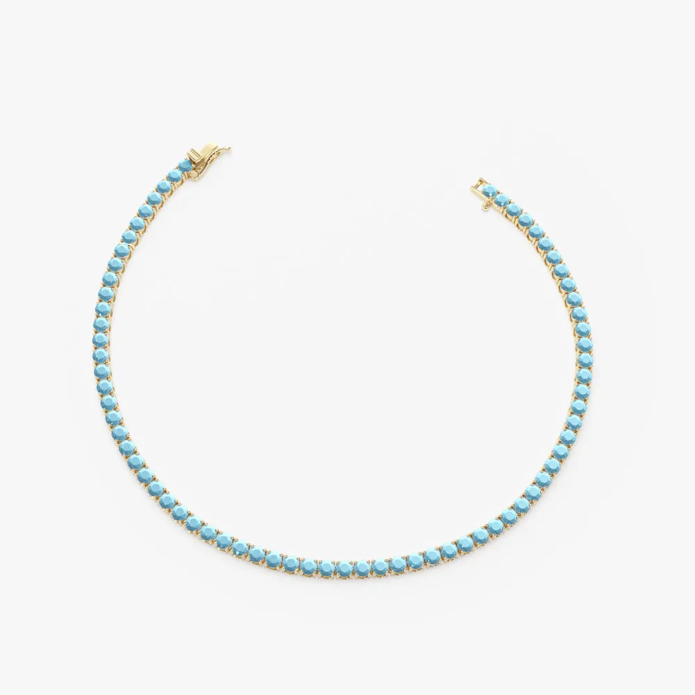 14k Prong Setting Turquoise Tennis Bracelet