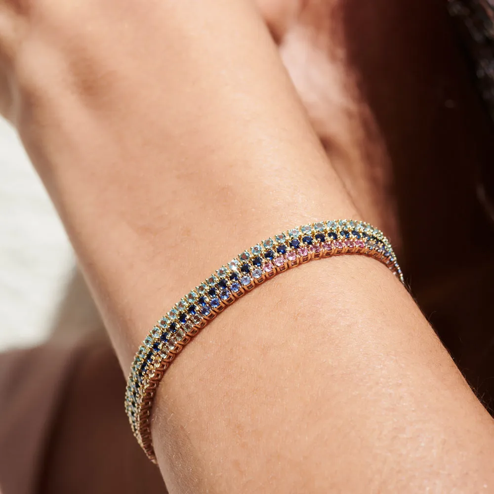 14k Prong Setting Turquoise Tennis Bracelet