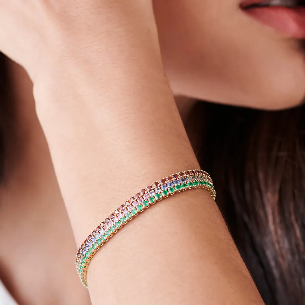 14k Prong Setting Turquoise Tennis Bracelet