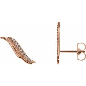 14K Rose .06 CTW Diamond Ear Climbers