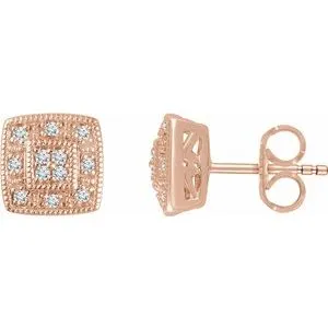 14K Rose 1/10 CTW Diamond Cluster Earrings