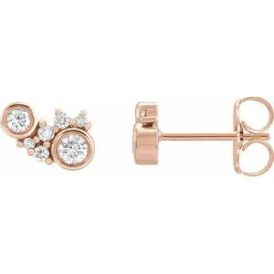 14K Rose 1/4 CTW Diamond Scattered Bezel-Set Earrings