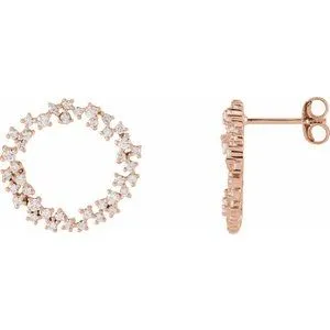 14K Rose 3/4 CTW Diamond Circle Earrings