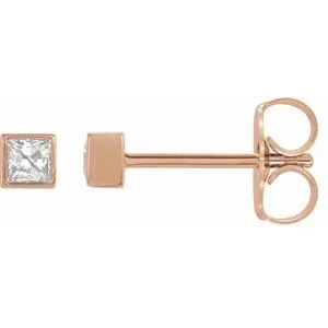 14K Rose 3/8 CTW Natural Diamond Bezel-Set Earrings