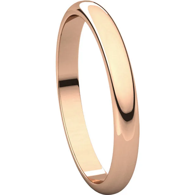 14k Rose Gold 2.5mm Half Round Band, Size 4