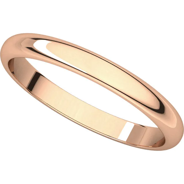 14k Rose Gold 2.5mm Half Round Band, Size 4