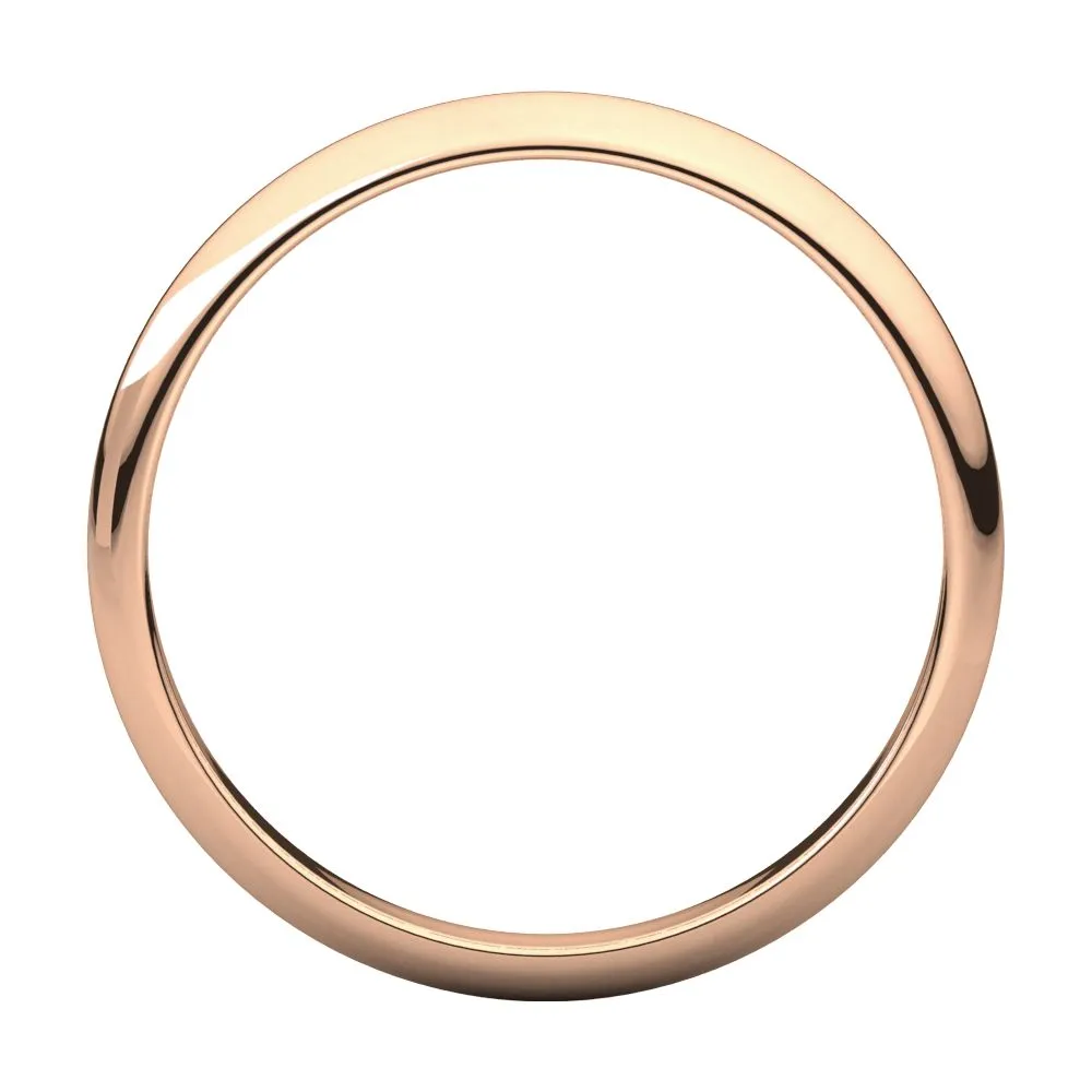14k Rose Gold 2.5mm Half Round Band, Size 4