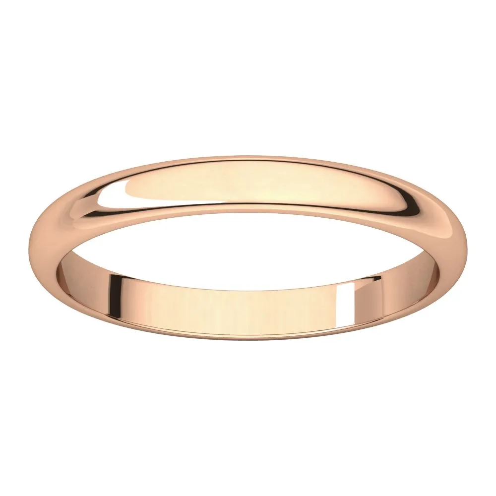 14k Rose Gold 2.5mm Half Round Band, Size 4