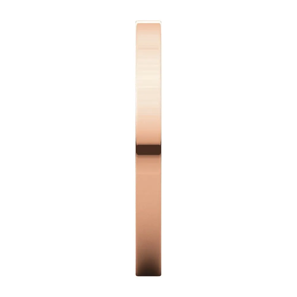 14k Rose Gold 2mm Flat Band, Size 5.5