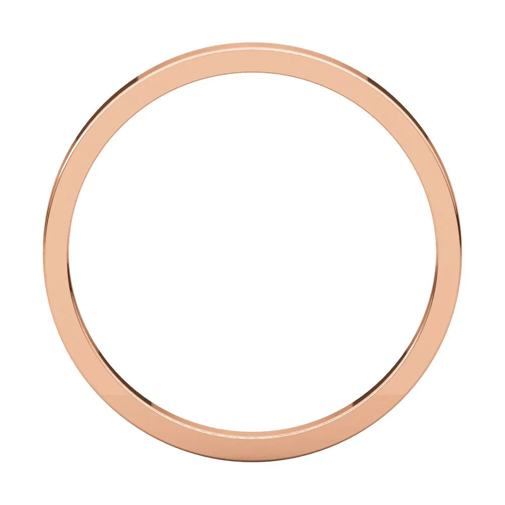 14k Rose Gold 2mm Flat Band, Size 5.5