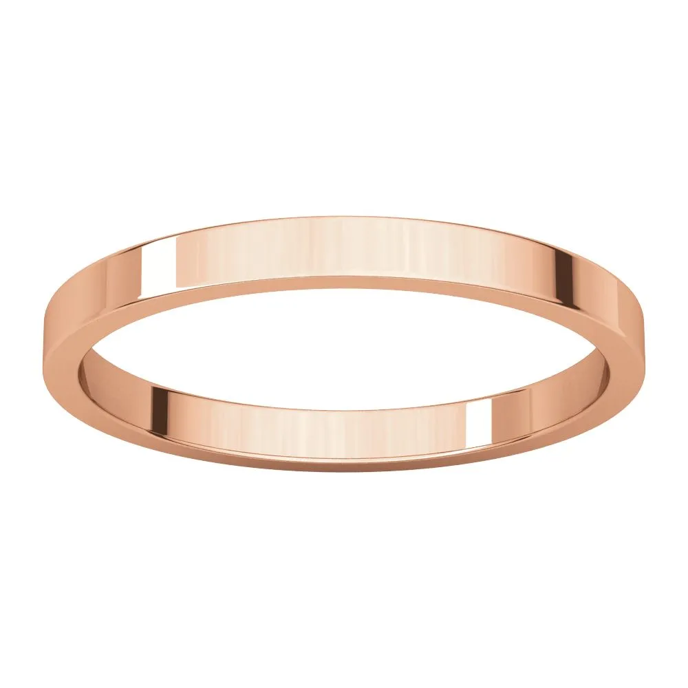 14k Rose Gold 2mm Flat Band, Size 5.5