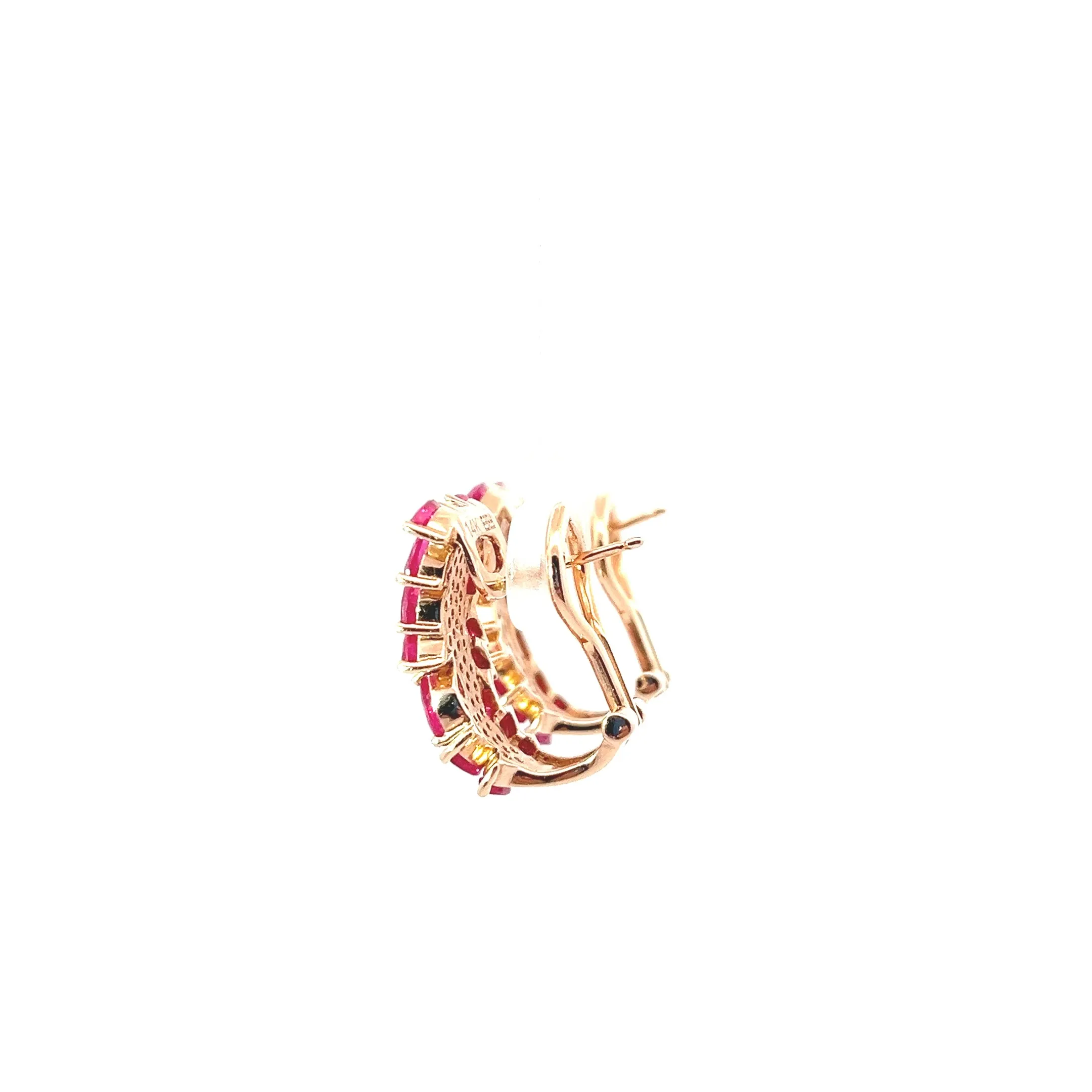 14k Rose Gold 3ct Ruby Marquise and .55ct G SI1 Round Diamond Earrings Effy Preloved