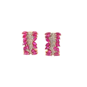14k Rose Gold 3ct Ruby Marquise and .55ct G SI1 Round Diamond Earrings Effy Preloved