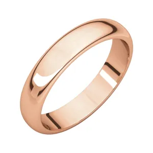 14k Rose Gold 4mm Half Round Band, Size 7.5