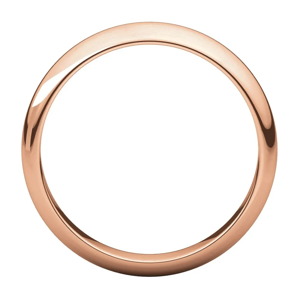 14k Rose Gold 4mm Half Round Band, Size 7.5