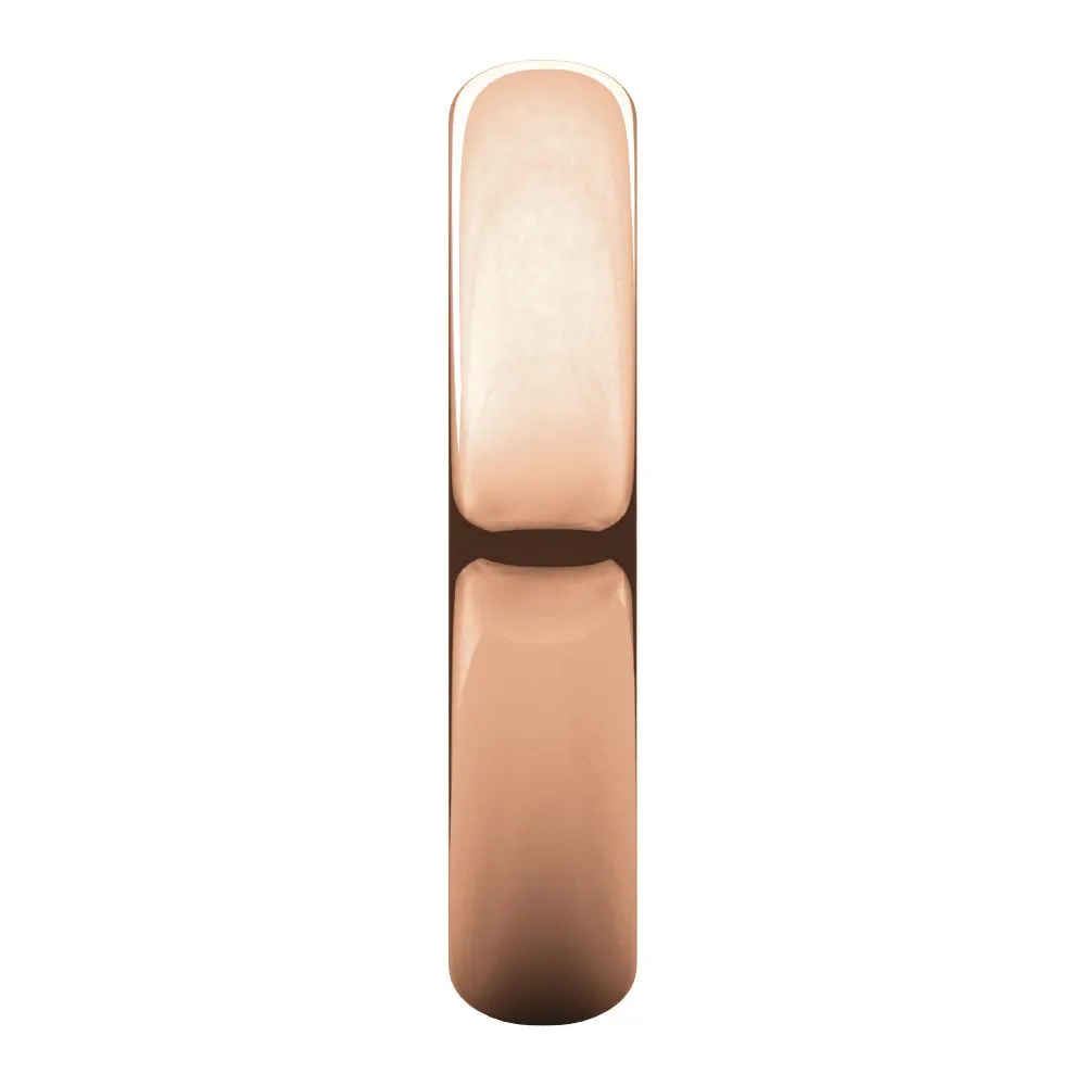 14k Rose Gold 4mm Half Round Band, Size 7.5