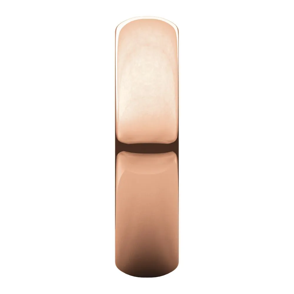 14k Rose Gold 5mm Half Round Band, Size 9