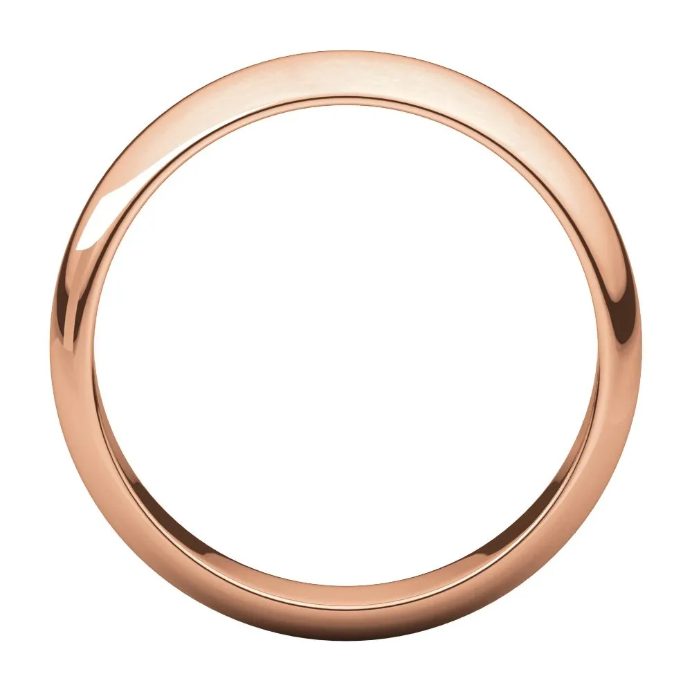 14k Rose Gold 5mm Half Round Band, Size 9