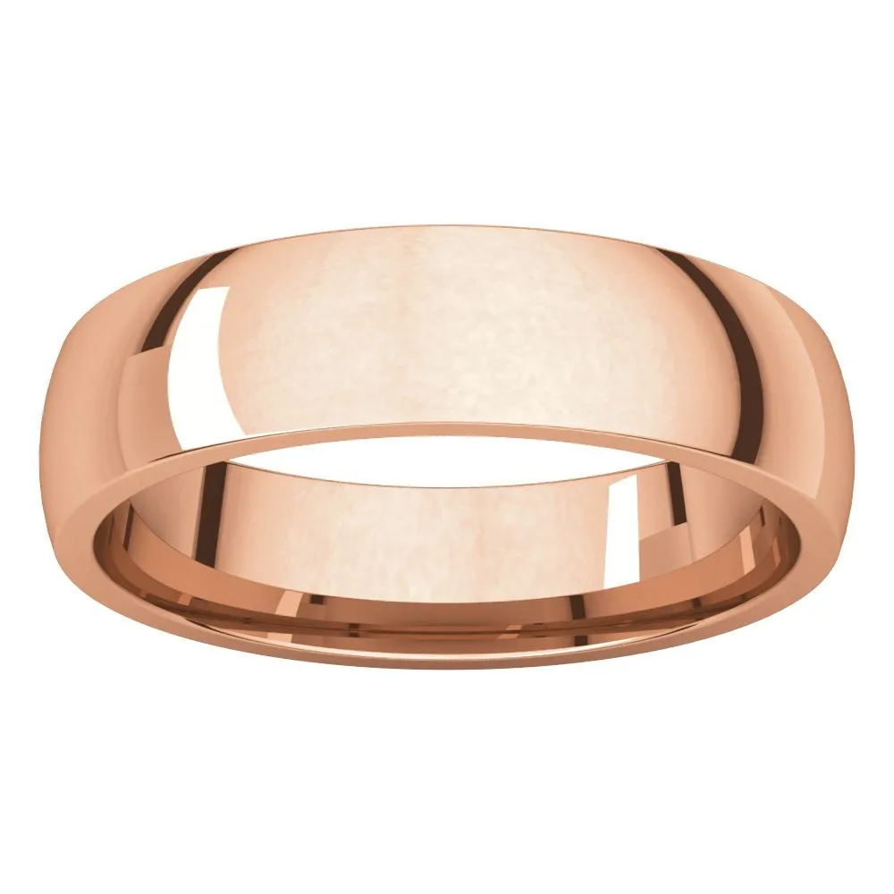 14k Rose Gold 5mm Light Comfort Fit Band, Size 7