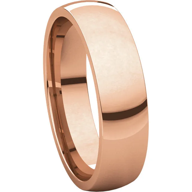 14k Rose Gold 5mm Light Comfort Fit Band, Size 7