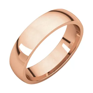 14k Rose Gold 5mm Light Comfort Fit Band, Size 7