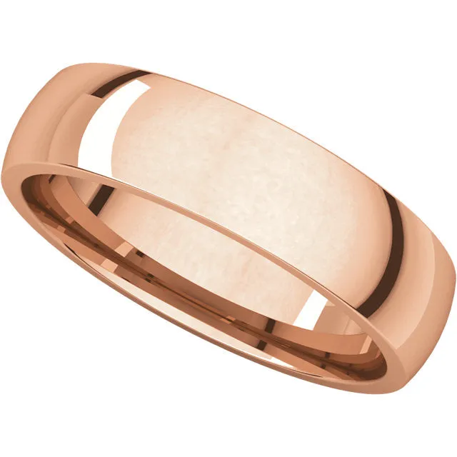 14k Rose Gold 5mm Light Comfort Fit Band, Size 7