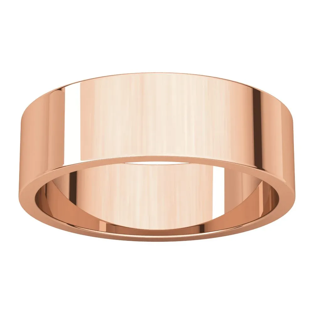 14k Rose Gold 6mm Flat Band, Size 6