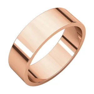 14k Rose Gold 6mm Flat Band, Size 6