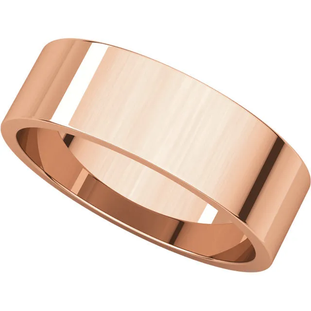 14k Rose Gold 6mm Flat Band, Size 6