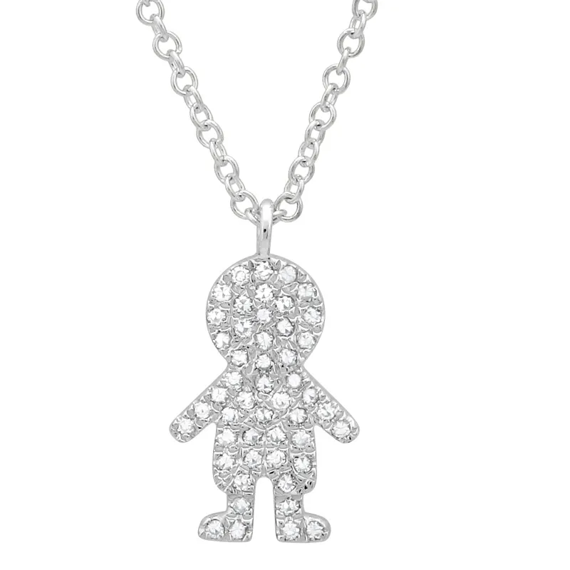 14K Rose Gold Diamond Boy Necklace