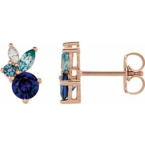 14K Rose Multi-Gemstone Earrings
