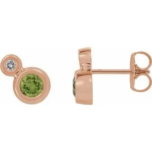 14K Rose Peridot & .03 CTW Diamond Earrings