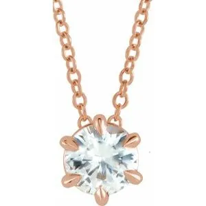 14K Rose Sapphire Solitaire 16-18" Necklace