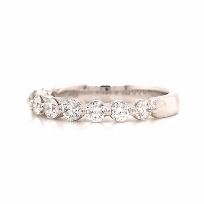 14K Round Diamond Halfway Eternity Band White Gold