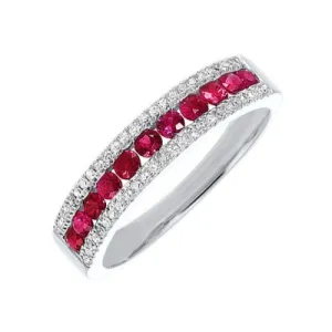 14k Ruby and Diamond 3 Row Fashion Ring