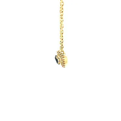 14K Sapphire Diamond Hamsa Eye Necklace Yellow Gold
