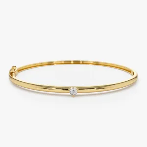 14k Solitaire Diamond Bangle Bracelet 0.10 - 0.30 ctw
